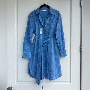 NEW Johnnie-O Anyaa Cotton Shirt Dress Small Palace Blue